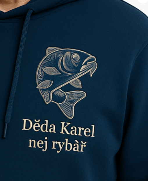 Pánská mikina s rybářskou výšivkou - Děda, nej rybář