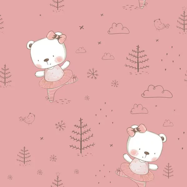 Kalhotková plena Lillybe novorozenecká, medvídek na růžové